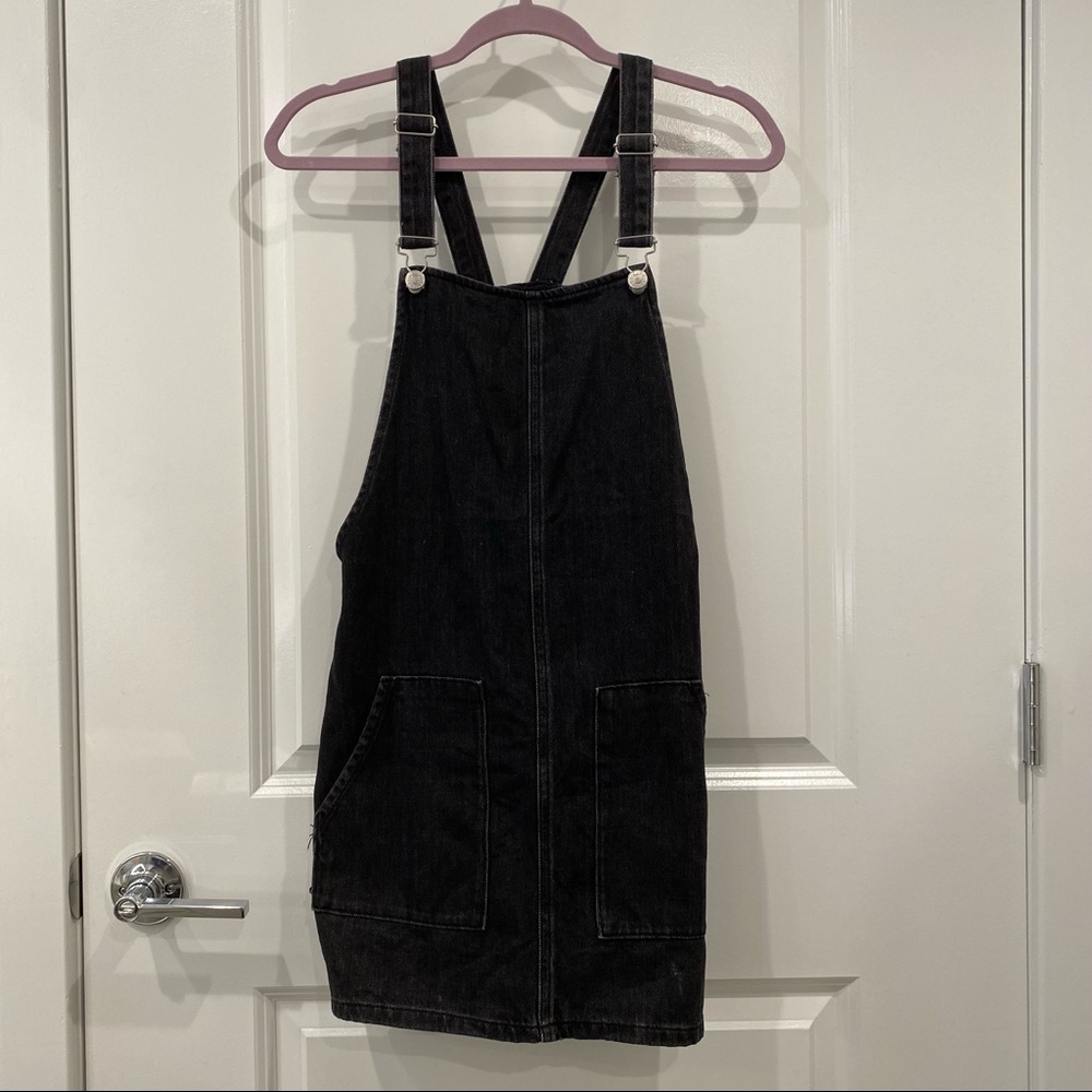 Topshop - Denim Overall Pinafore Dress - Black - Size 4